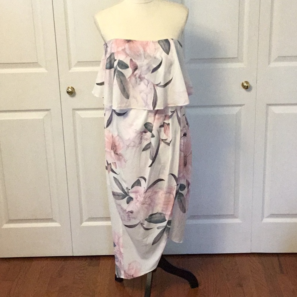 Pink and White Wrap Sundress with removable straps for Wedding Guest
